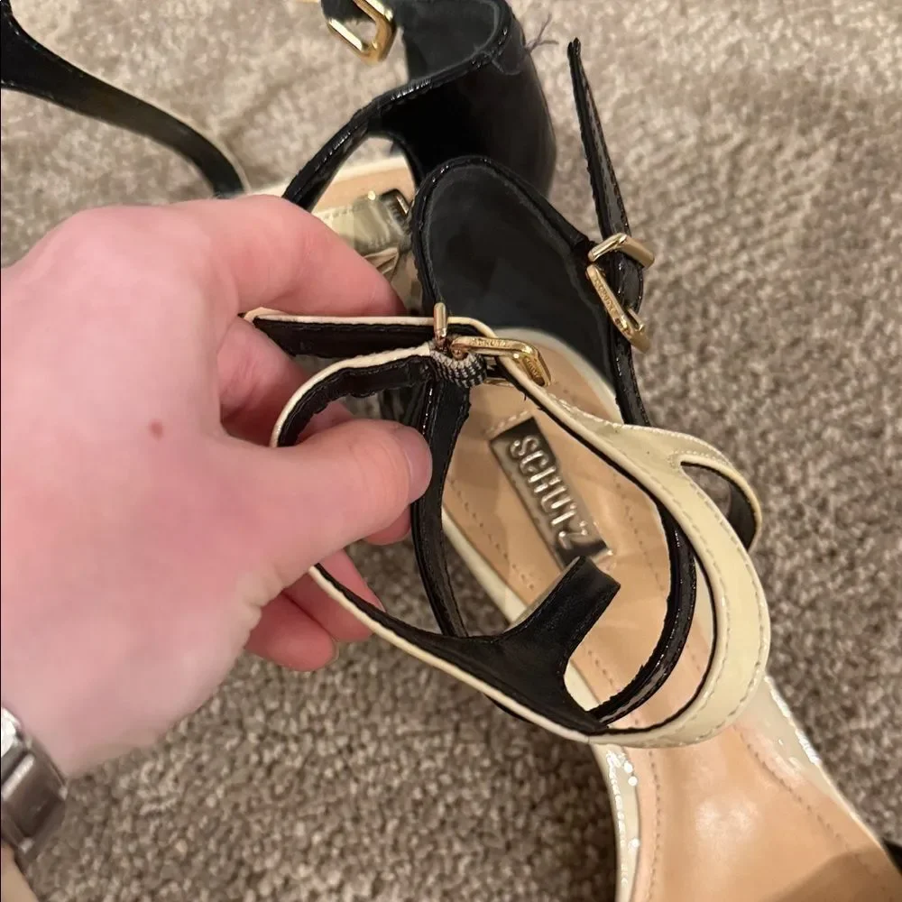 ✨EUC SCHUTZ Heels two-toned strappy‎ buckle design low to the ground